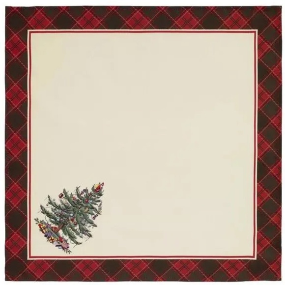 Spode Christmas Tree Tartan Dinner Napkin , Multi - Picture 1 of 4